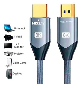 Cabo Hdmi 8k Ultra Hd 2.1 Ps5 Xbox Blu-ray Projetor 5 Metros