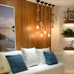 Kit 5 Pedente Lustre Luminária Corda Sisal Bocal E27 Retrô