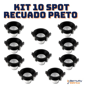 Kit 10 Spot Led Recuado Redondo Preto 6w Bivolt 127v/220v