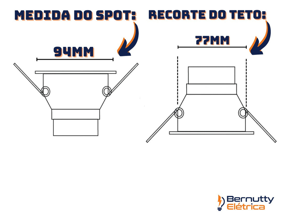 Kit 10 Spot Led Recuado Redondo Branco 6w Embutir Bivolt