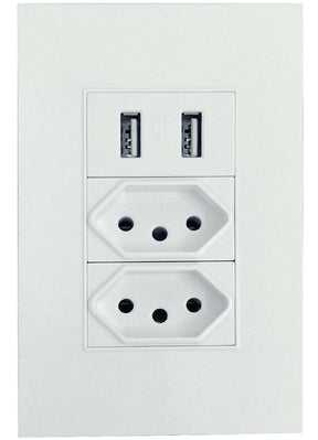 Tomada Usb De Parede Universal Bivolt 2.1a 5v Celulares Cor Branco