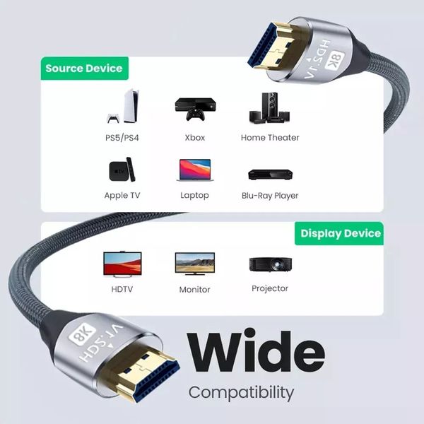 Cabo Hdmi 2.1 8k Gold Ultra Hd Ps5 Xbox Series X/s 3 Metros