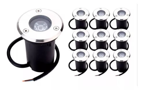10 Spots Balizadores LED 1W de Embutir para Chão, Jardim, Piso e Escada - IP67 à Prova d'Água