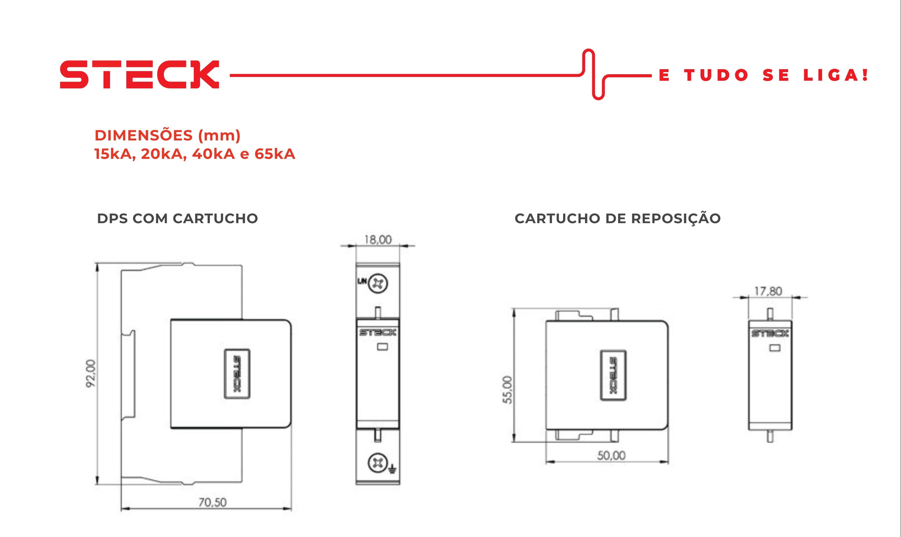 DPS Dispositivo de Proteção Contra Surtos 20kA 275V Vermelho -Steck